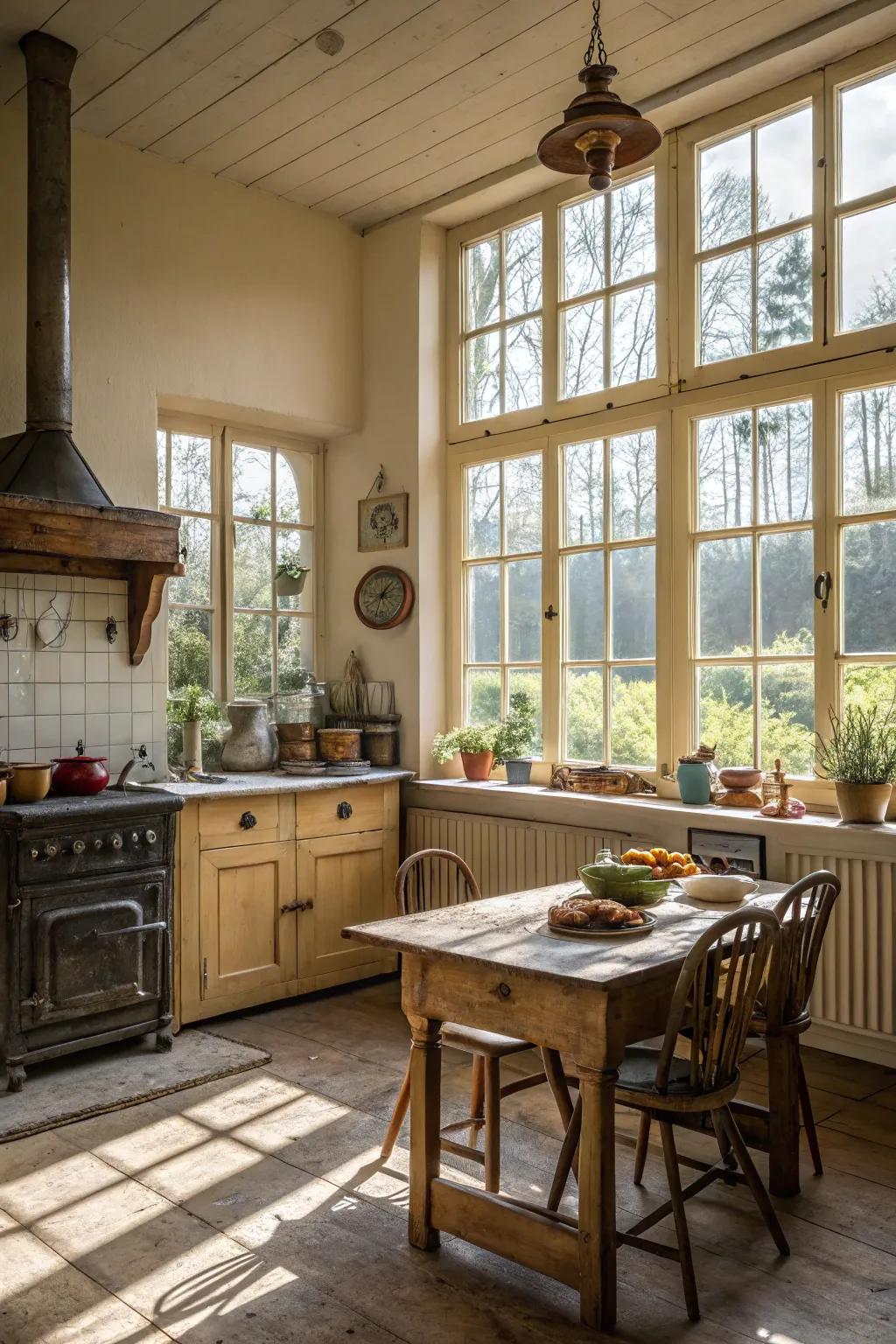 Sunlight creates an inviting and spacious kitchen atmosphere.