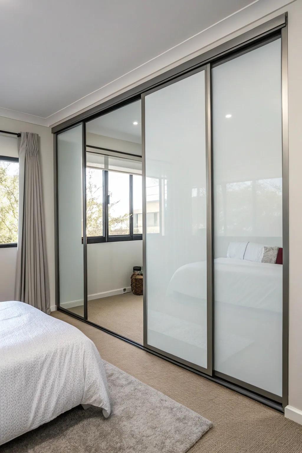 Opalescent sheaths provide contemporary simplicity and seclusion.