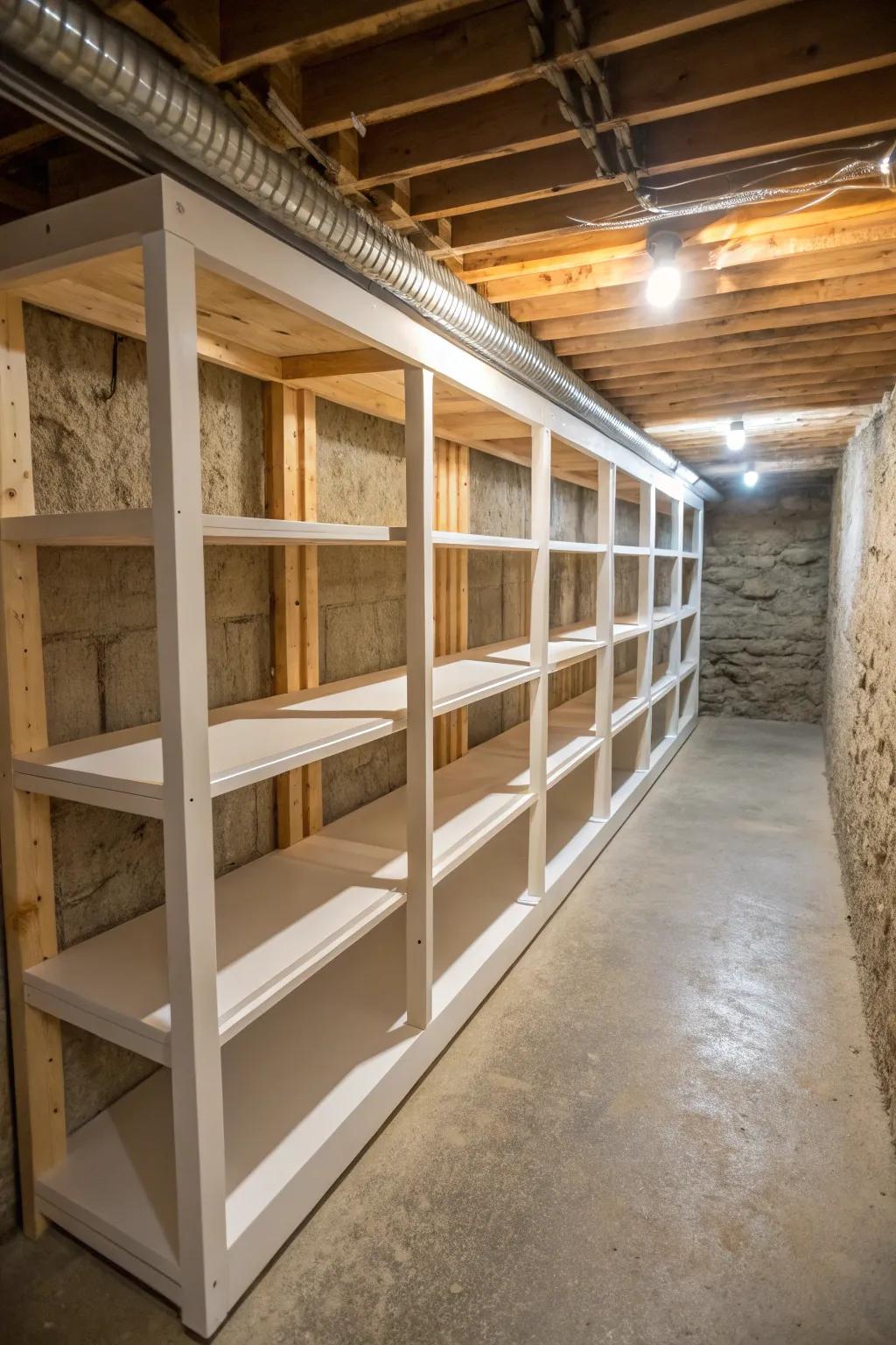 Custom solutions can maximize your crawl space's storage potential.