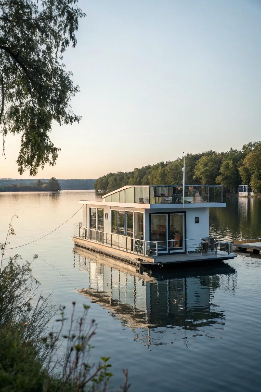 A floating home that presents serene living afloat.