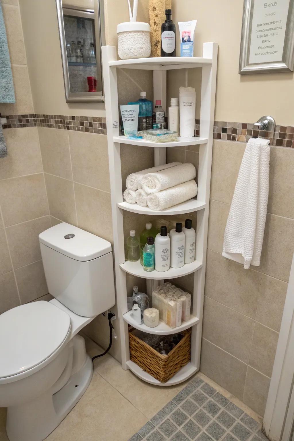 Corner units mean no inch is wasted in your bathroom.