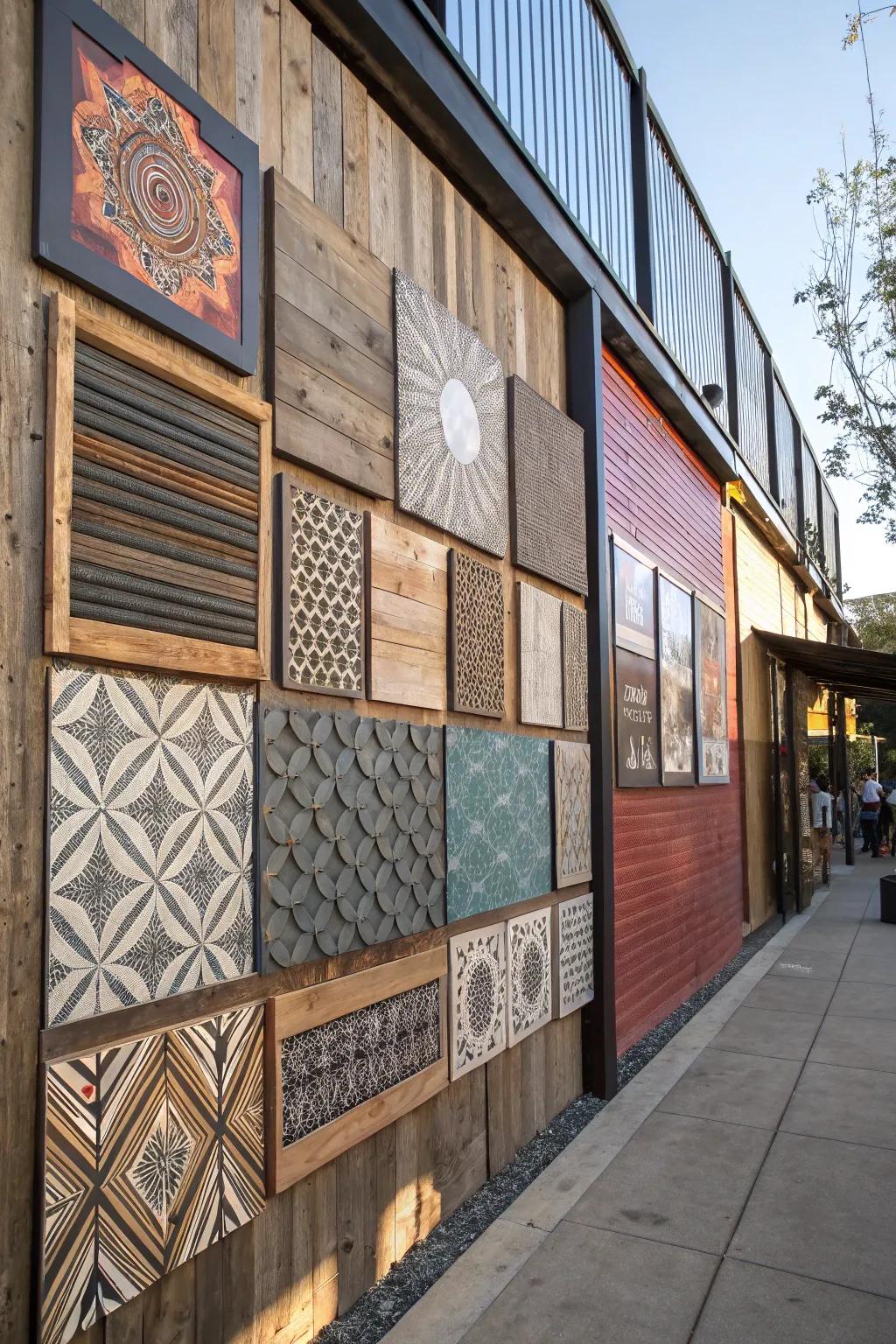 Diverse materials deepen the impact of this amazing wall display.