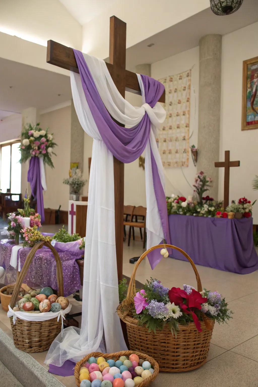 Cross featuring ceremonial color-themed fabrics