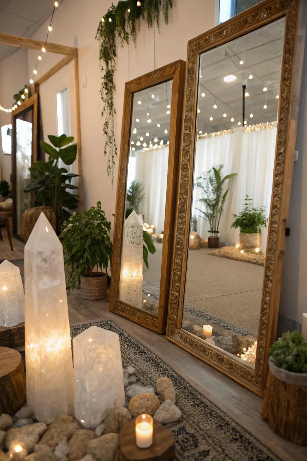 Reflectors can magnify illumination, contributing dimension and luminosity to your gemstone-inspired room.