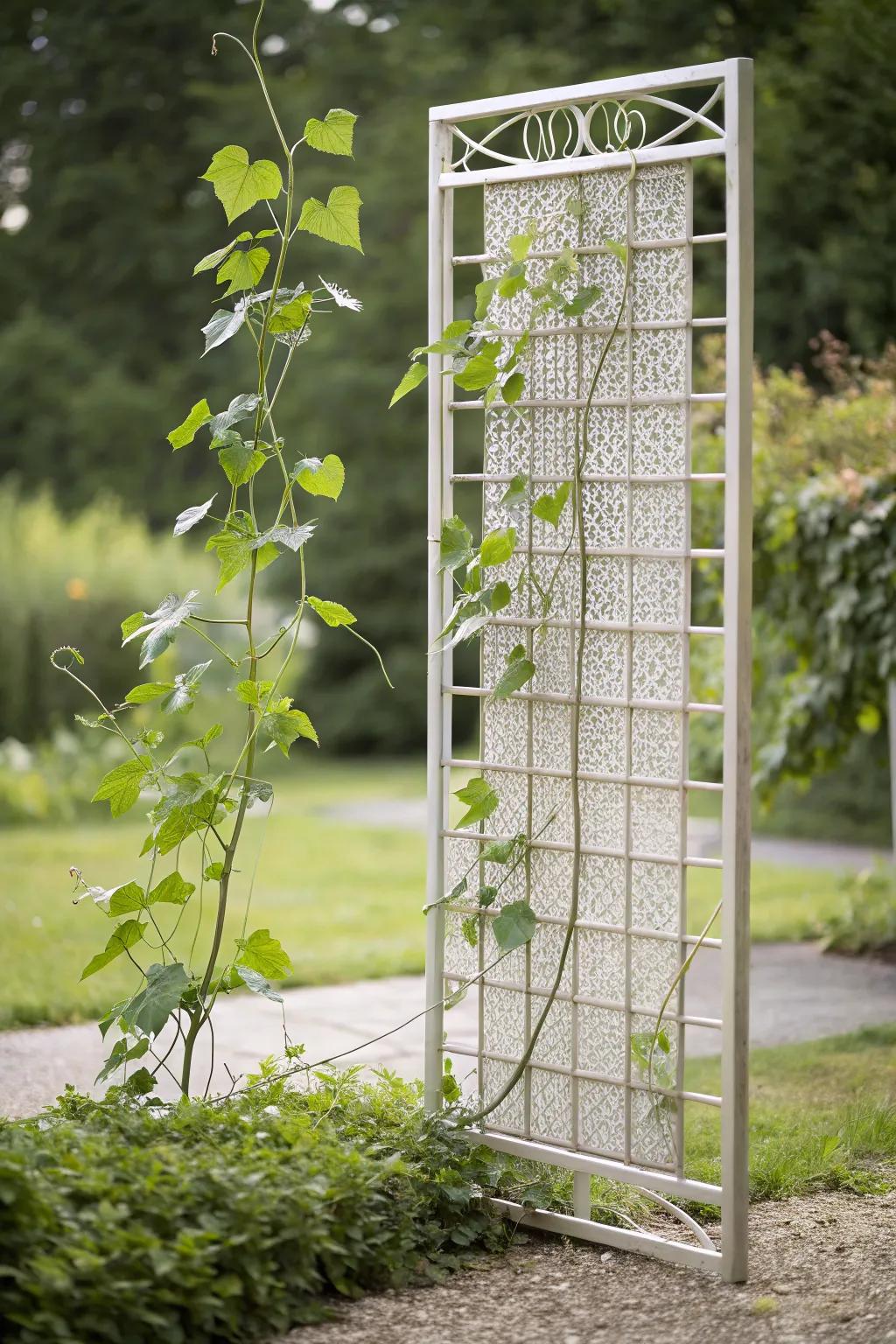 With this chic metal mesh trellis, you can enhance your garden by fusing durability with minimalist elegance.