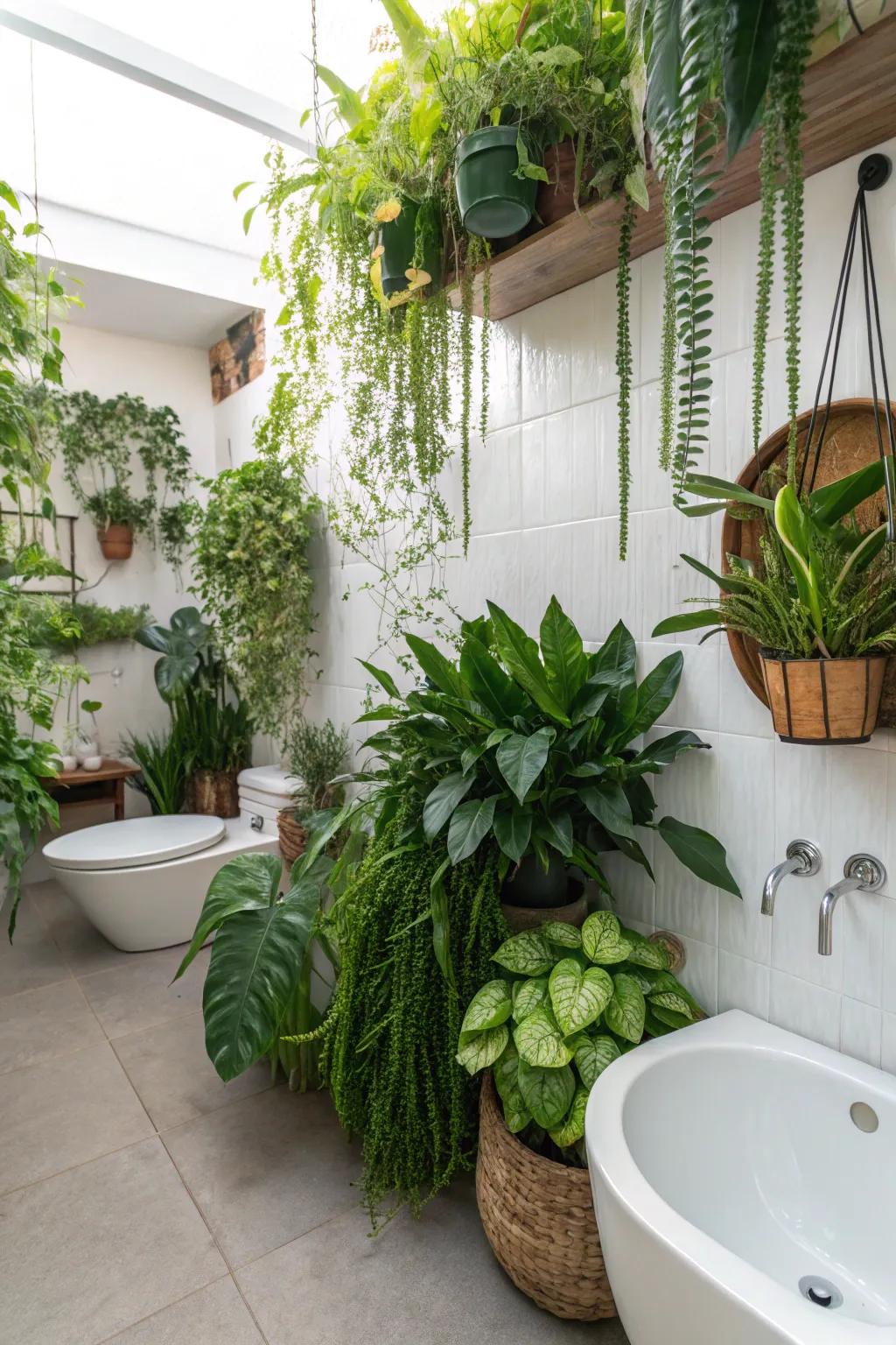 Introducing plants breathes life and energy into your bathroom's environment.