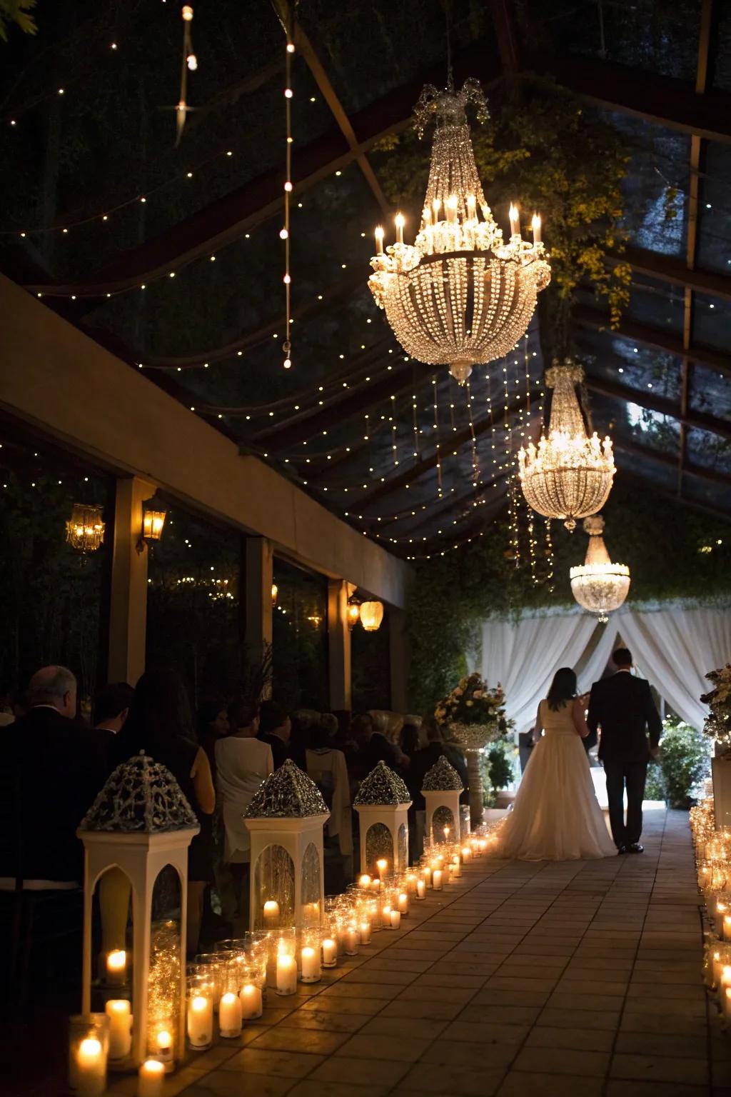Dreamlike sparkle decor creating a magical wedding atmosphere.