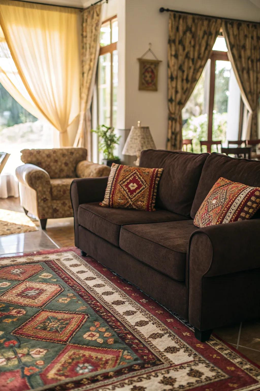 Patterns inject vitality and energy into a sitting room.