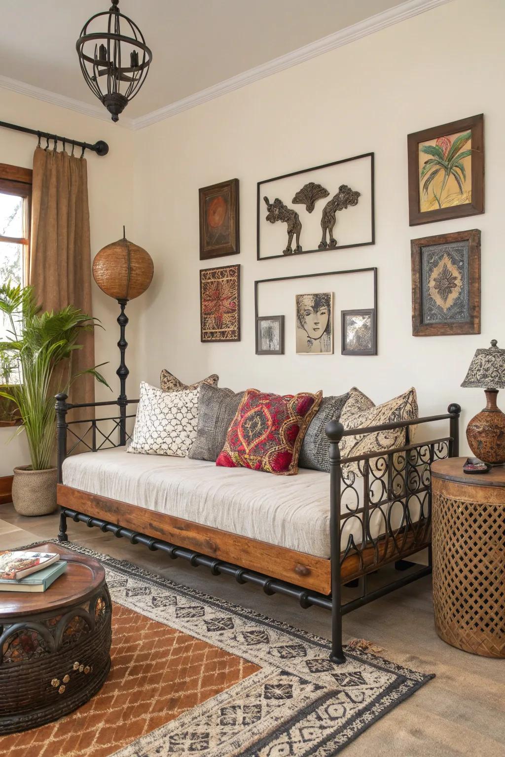 Blend material on a daybed enhances texture and dimension.