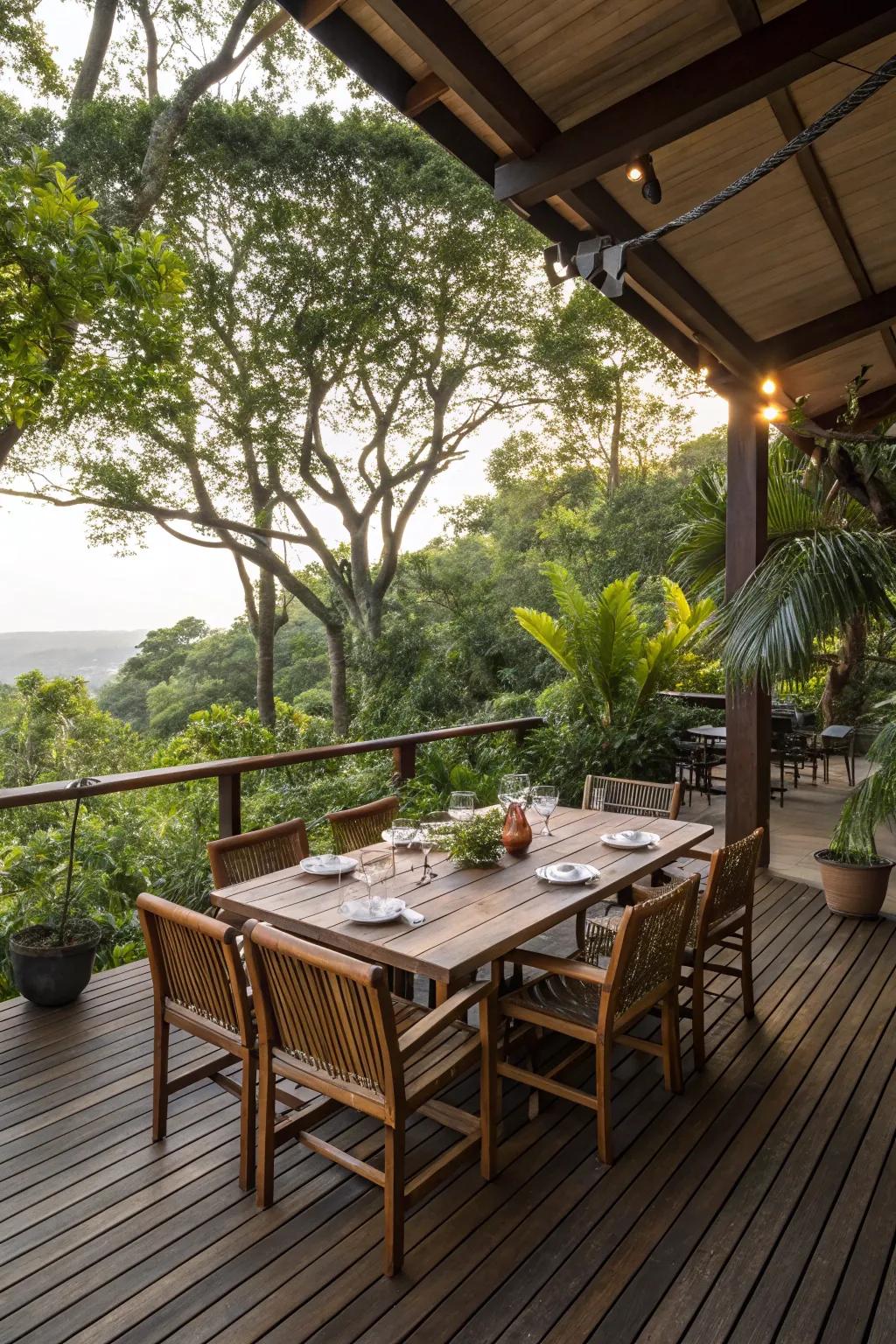 An inviting dining area that seamlessly blends indoor comfort with outdoor charm.