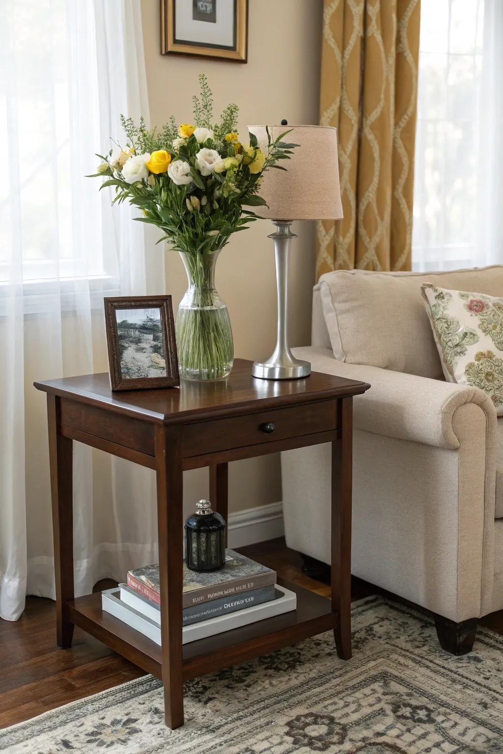 A charming accent counter enhances any corner.