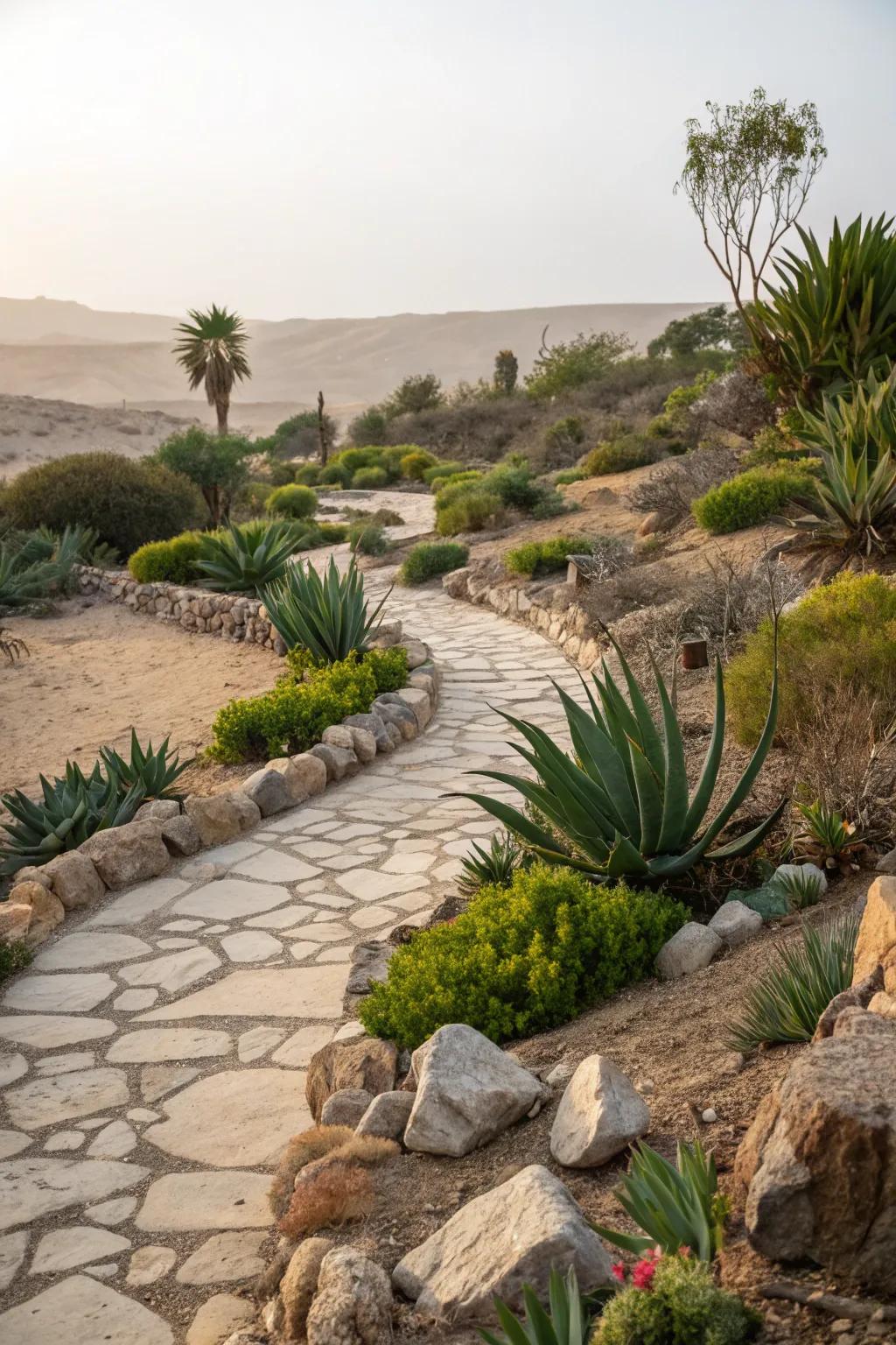 Stone walkways give shape and a natural flow to your garden.