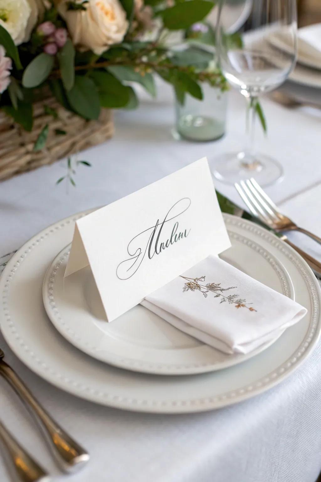 Personalized place cards add a special touch for guests.
