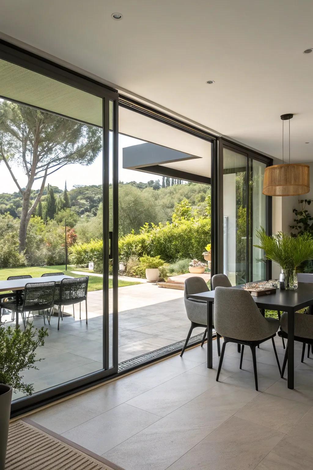 Open spaces allow for a smooth changeover between your dining space and the outdoors.