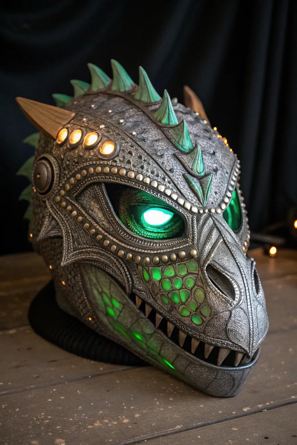 Spark your imagination with this dino-alien hybrid, a collision of handcraft and cosmos.