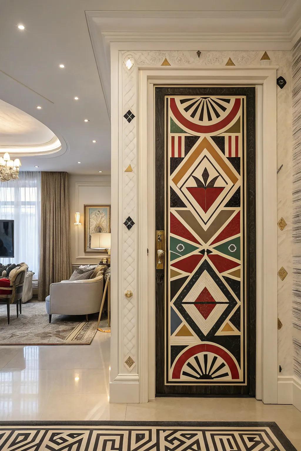 Vibrant patterns breathe vitality and movement into your door.