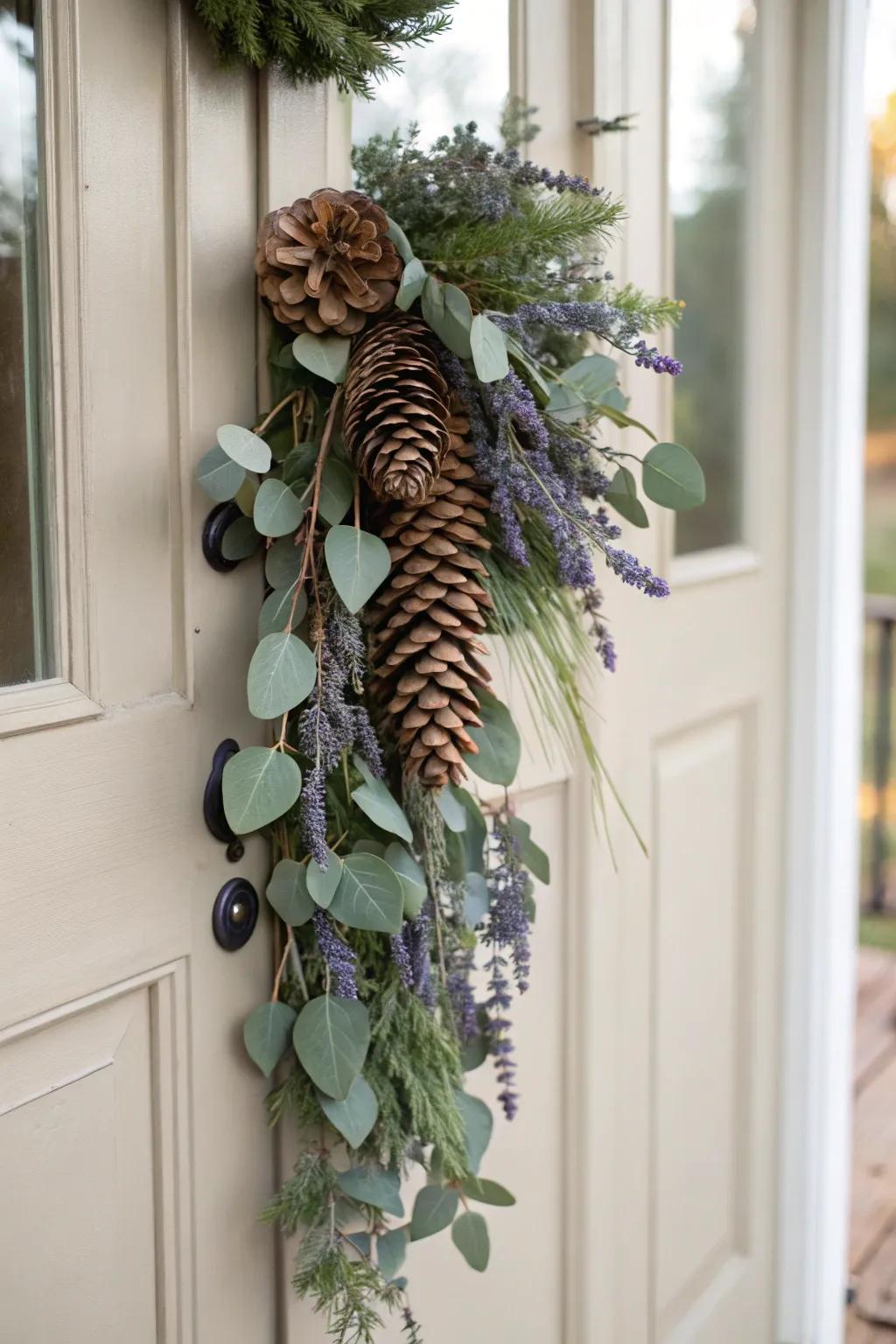 Nature-inspired door swags bring the outdoors to your doorstep.