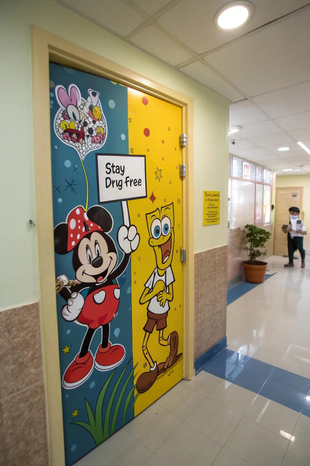 Figures from pop culture spreading an abstinence message.