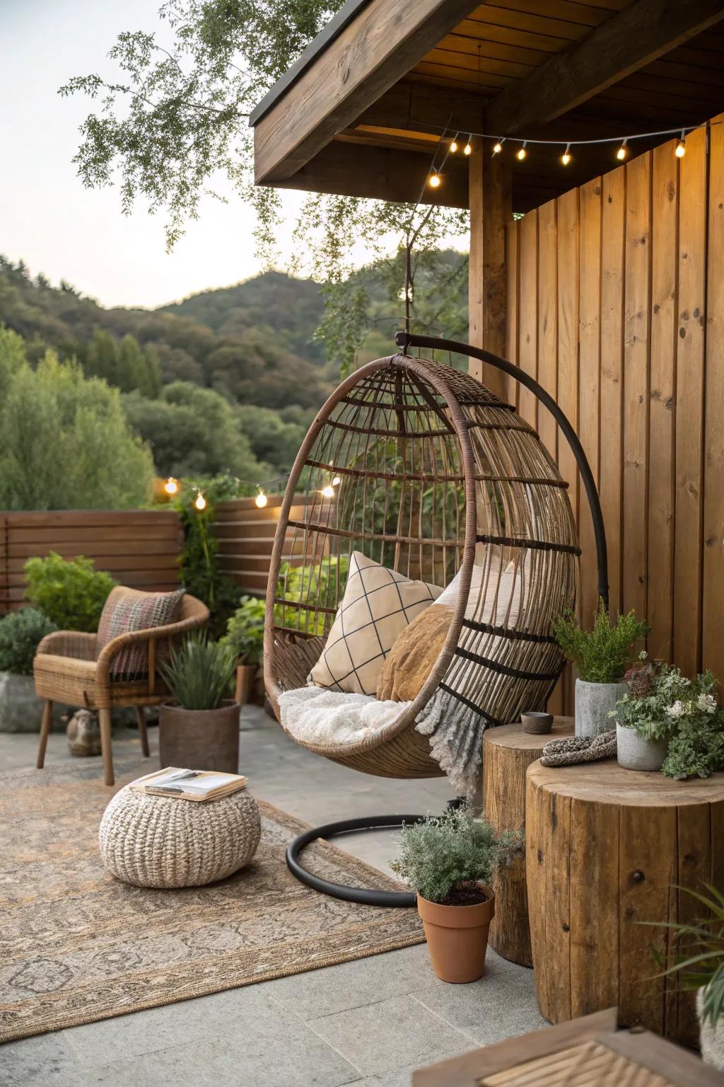 Fashion a rustic sanctuary on your patio.