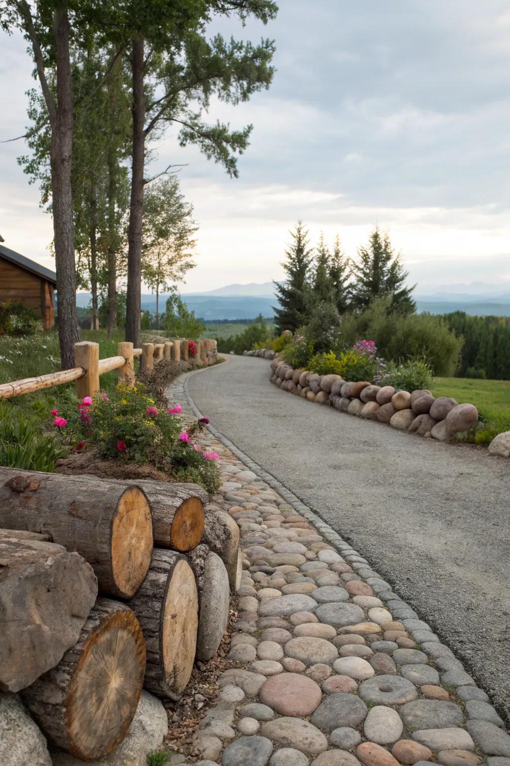 Natural pieces introduce a down-to-earth charm to your landscape.