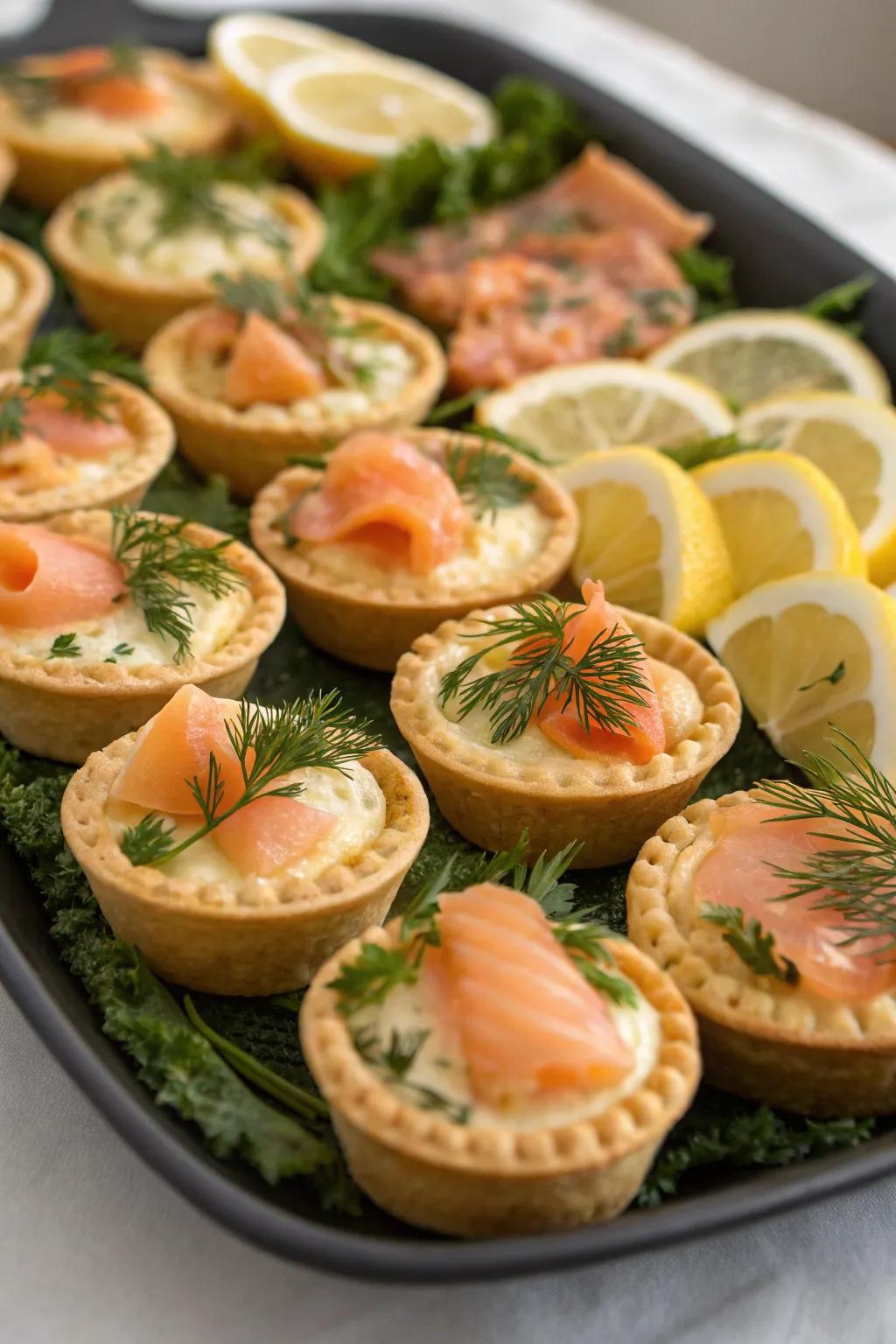 A selection of savory appetizers that contribute a gourmet nuance to the brunch.