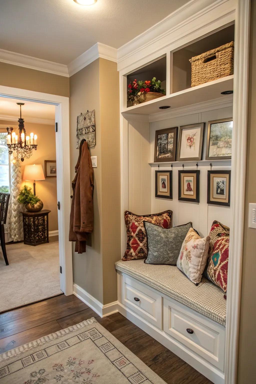 The space is made more welcoming and individualized by ornamental touches.