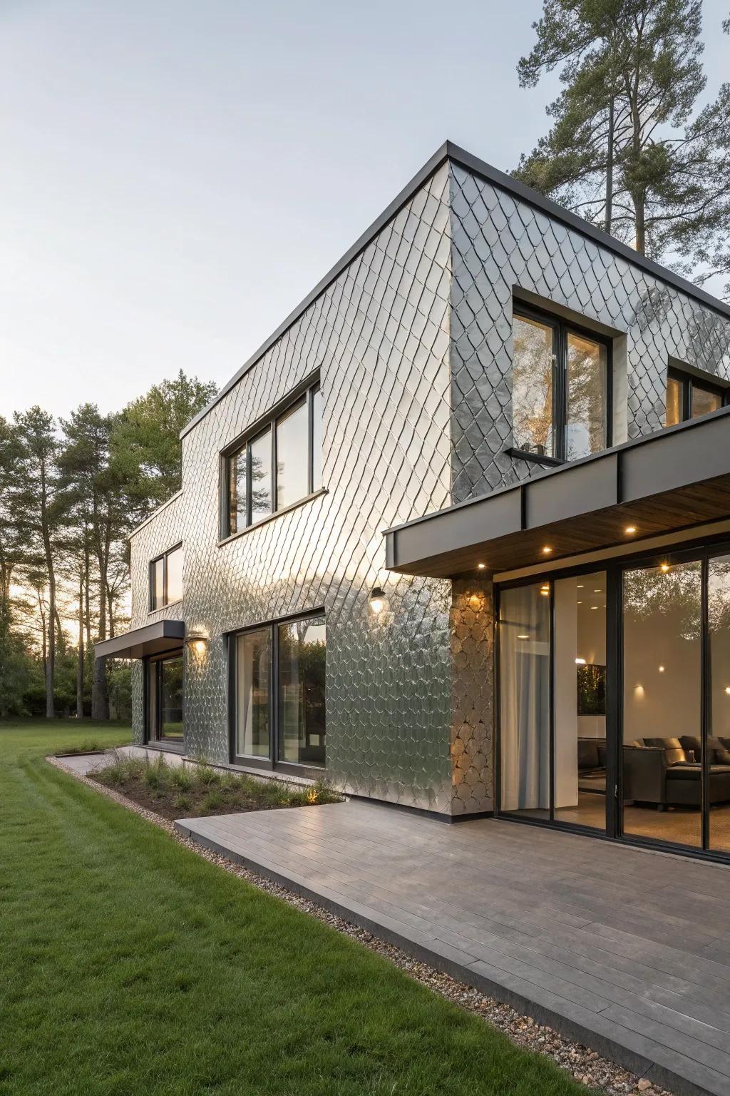 Metallic finish coverings provide a futuristic element.