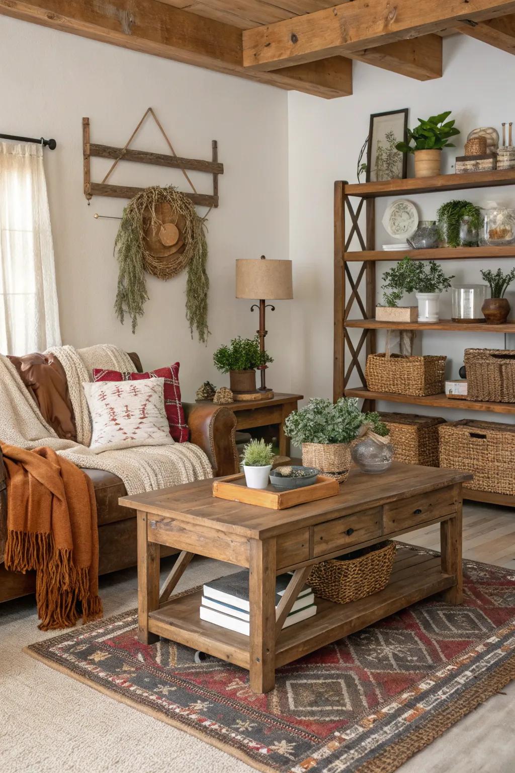 Rustic features enhance the welcoming atmosphere of your fall design.