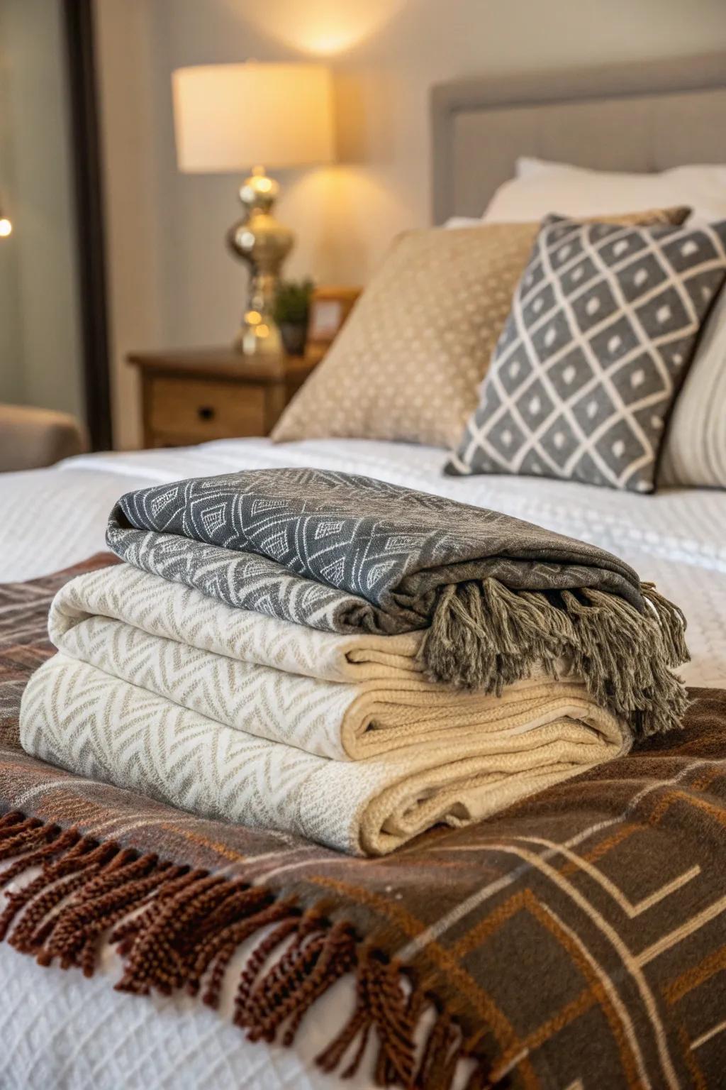 A mix of textures adds depth and comfort.