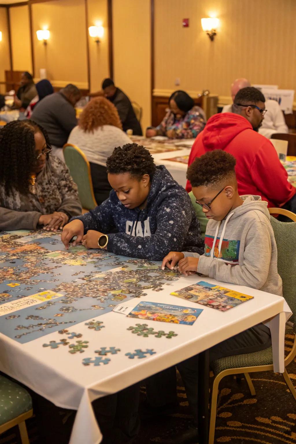 Puzzle races foster teamwork and add a competitive edge to game night.