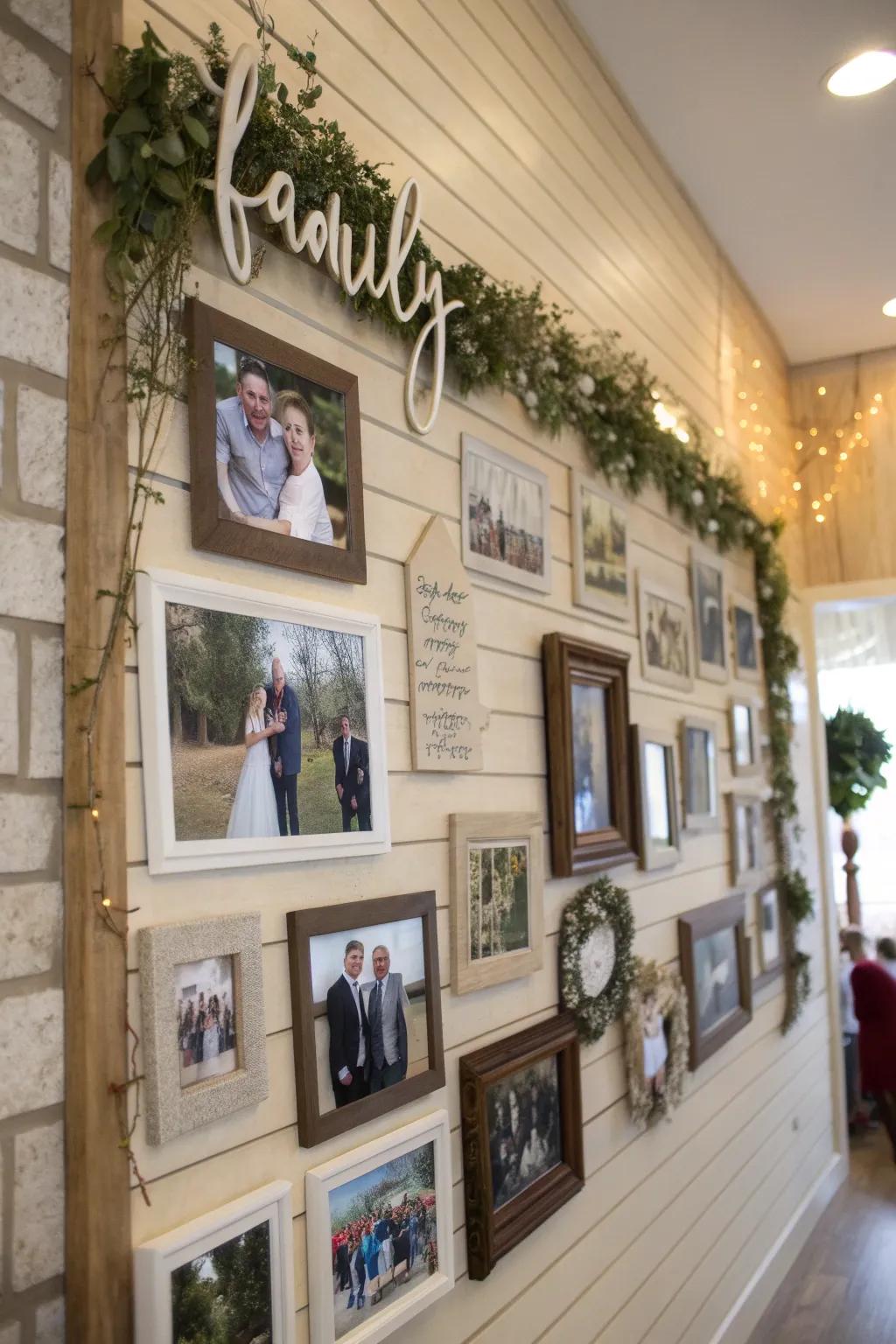 Photo wall with added text and word art.