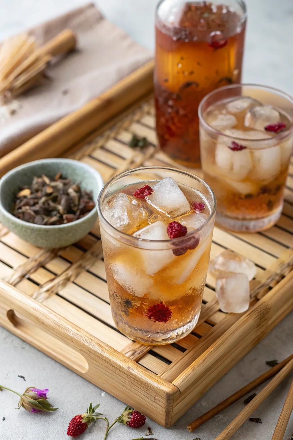Tea-steeped ice cubes for a flavorful libation.
