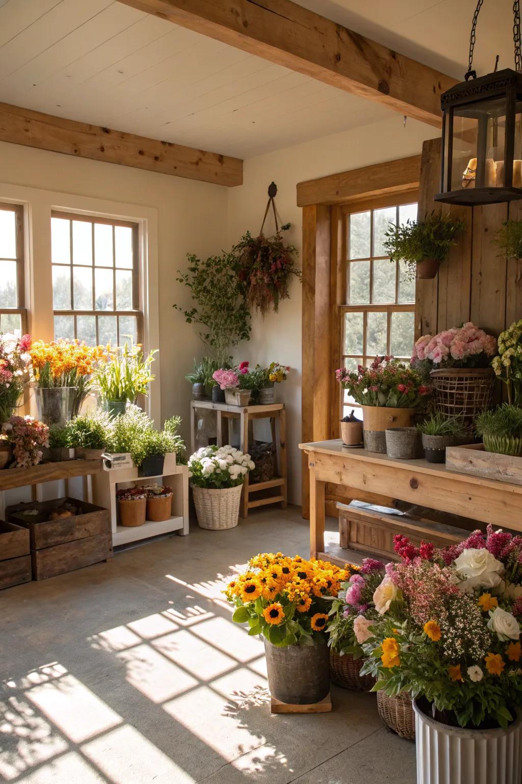 Greenery infuses farmhouse settings with vitality.