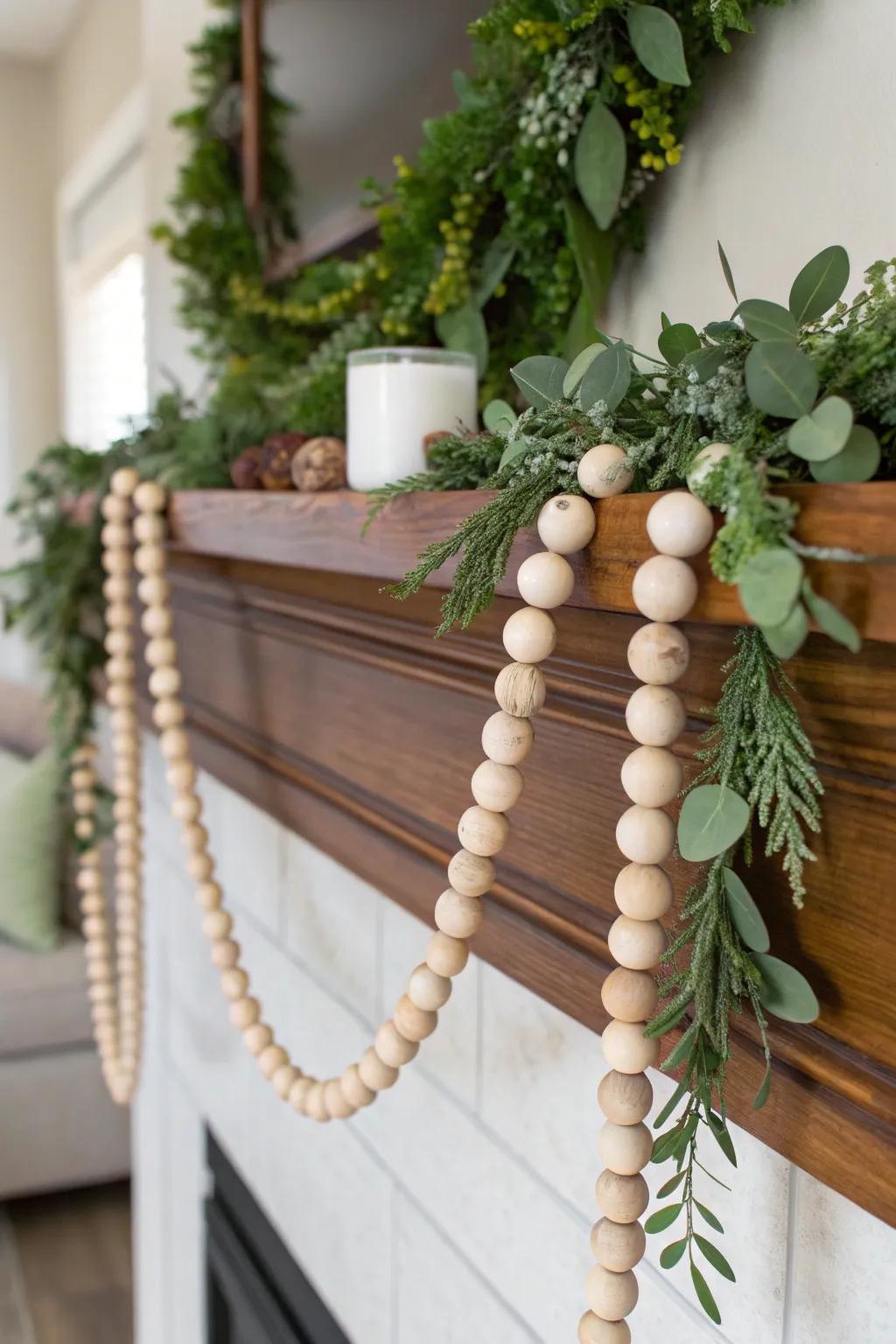 Bead strand paired with fresh greenery.