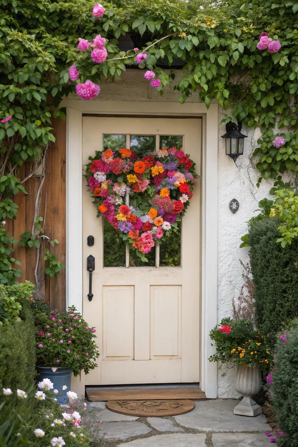 Vibrant floral heart composition for a surge of color.