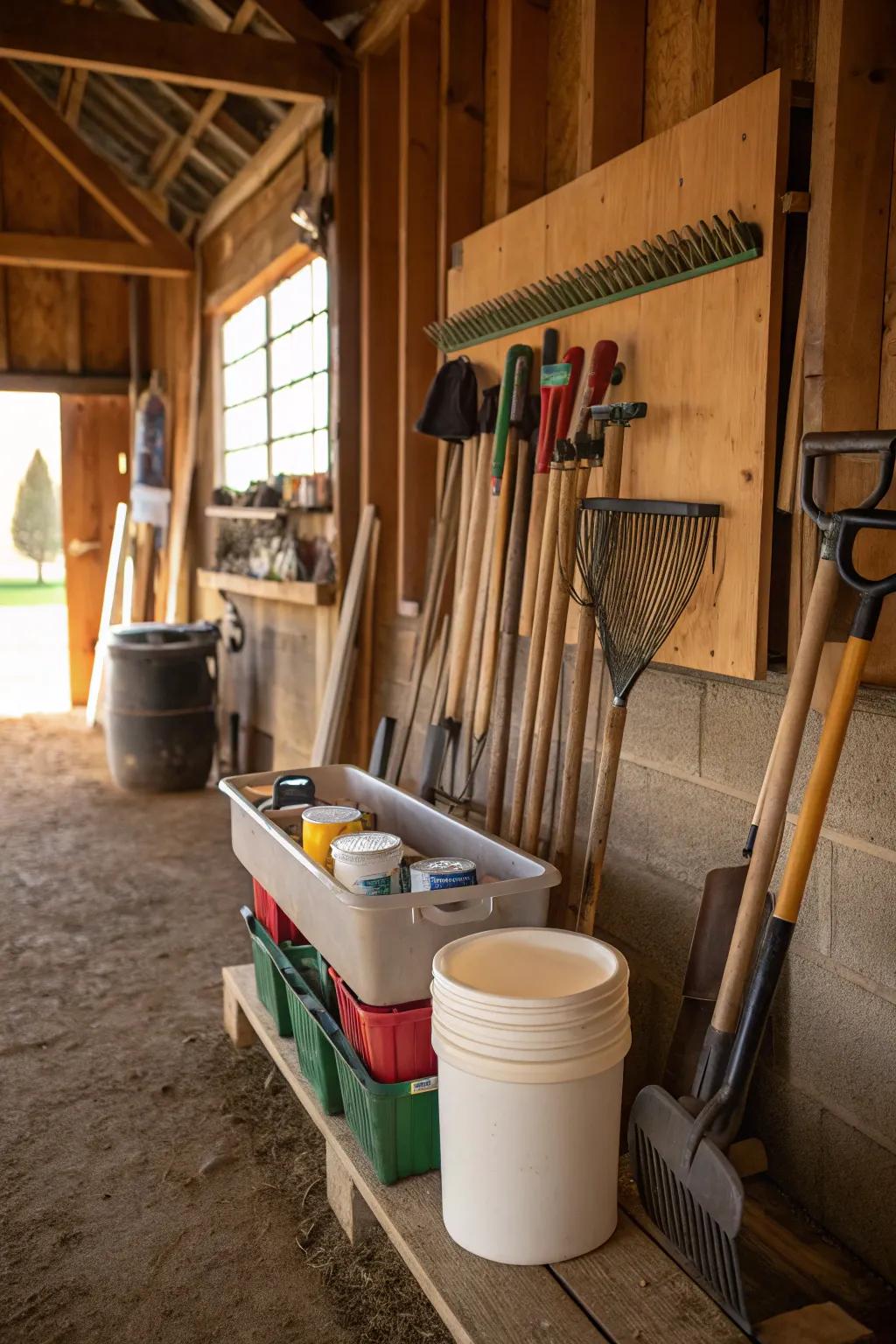 An organized mixing spot enhances efficiency.