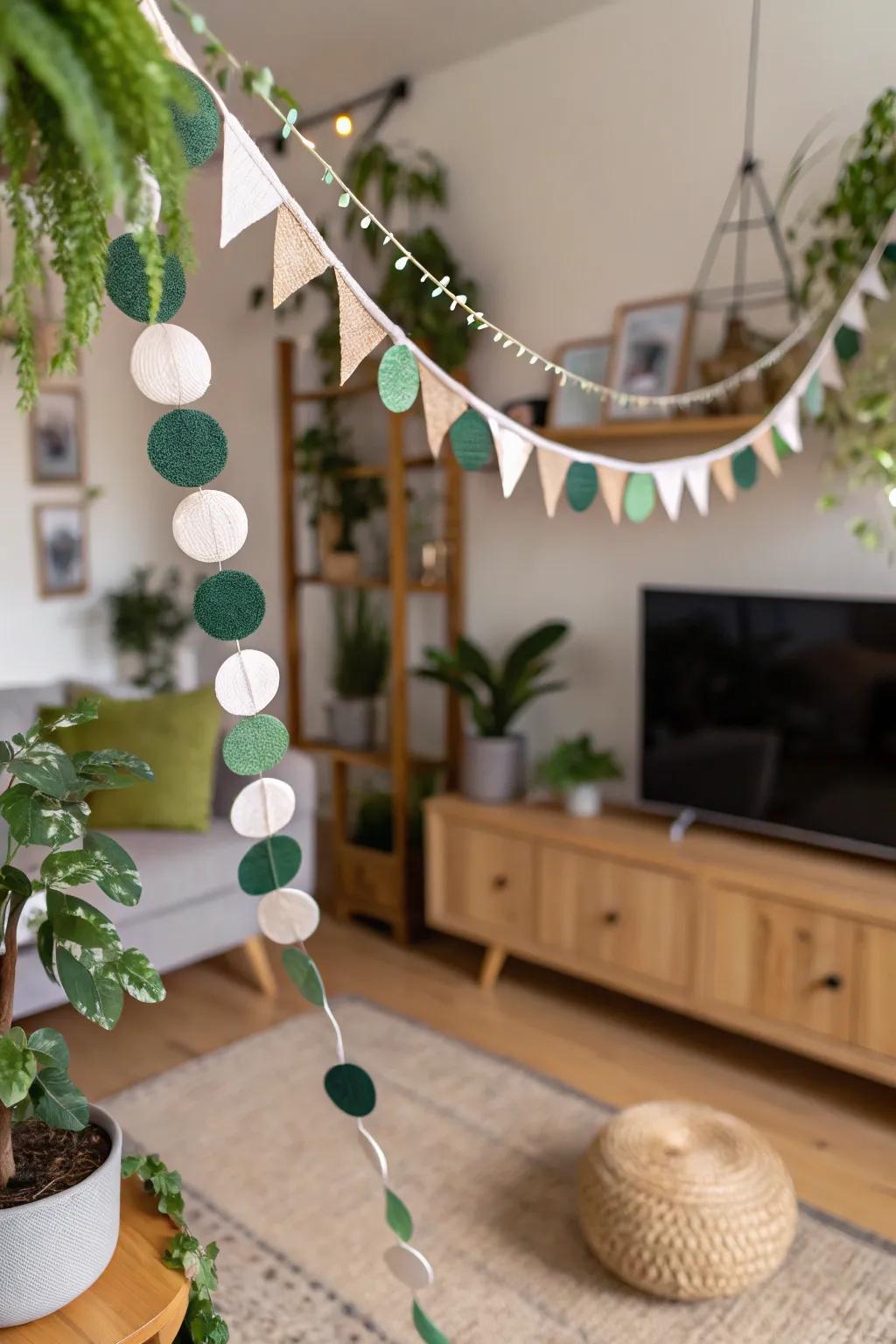 Environmentally friendly felt garlands marry beauty with sustainability in home decorating.