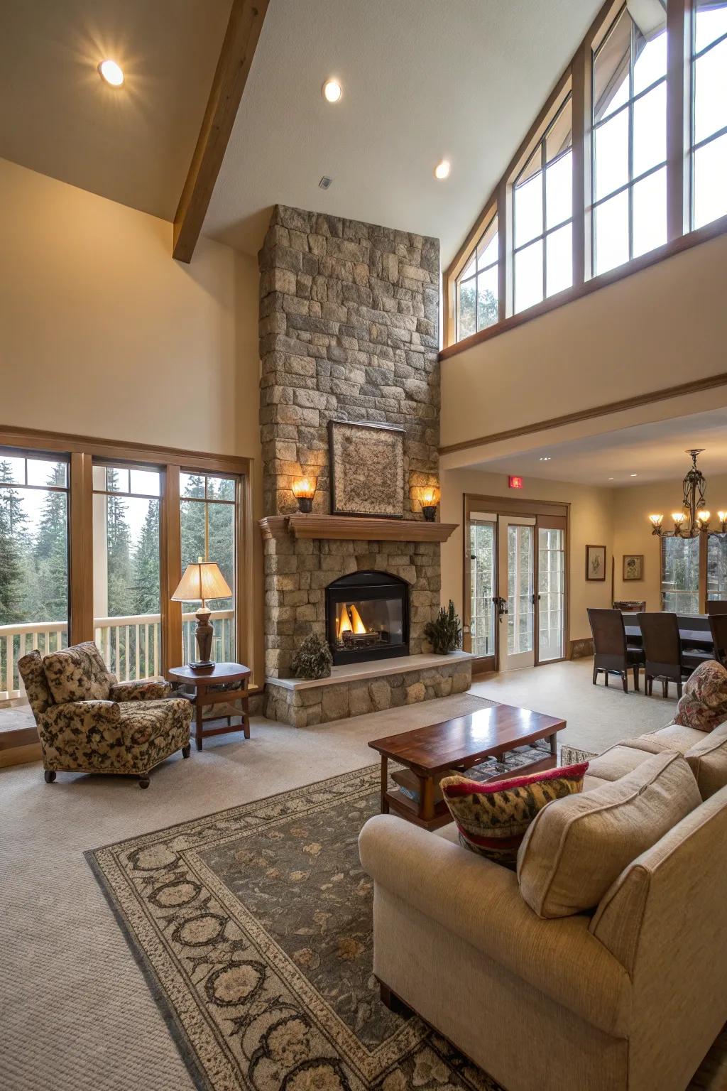 Create an inviting space with an open and airy fireplace layout.