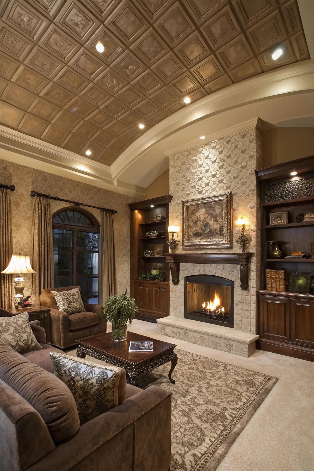 Imitation panels amplify style and height for your fireplace.