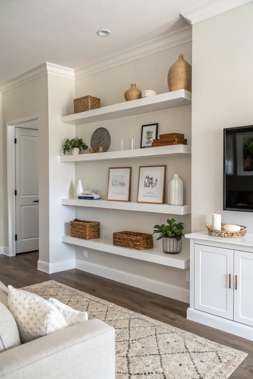 Modern minimalist floating shelves