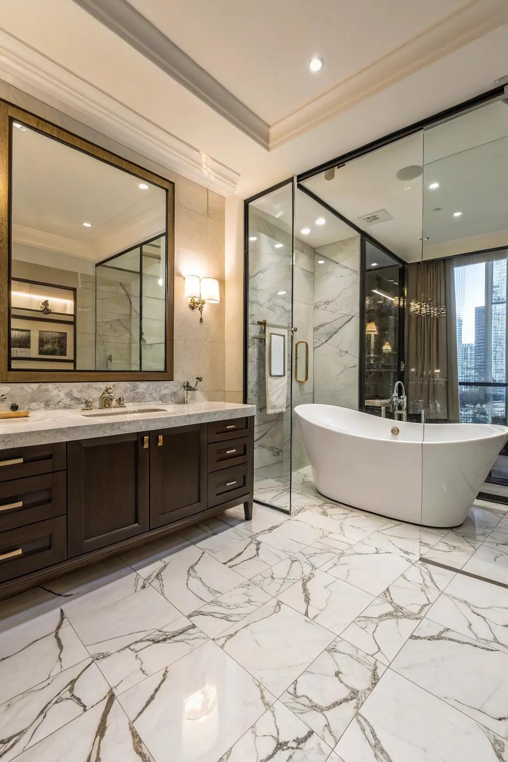 Luxury and grace with stone replica tiles.