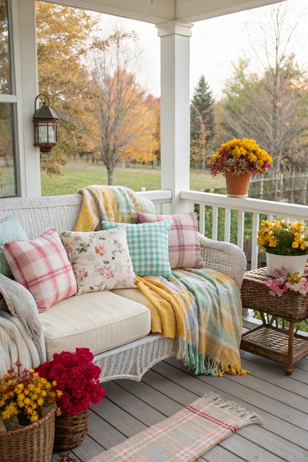 Seasonal decor shifts your porch through the year.