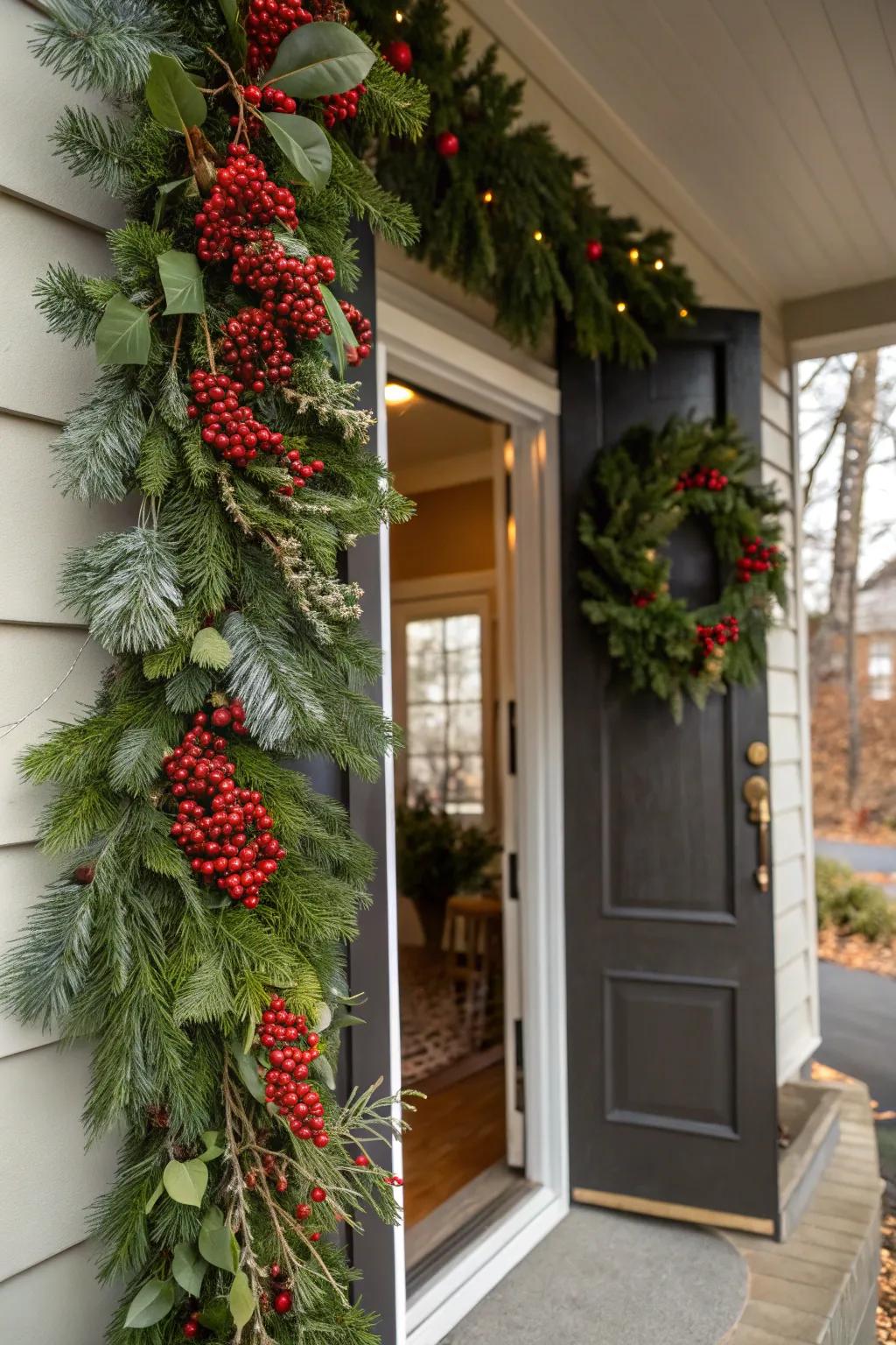 Incorporate a burst of hue using berry details in your garland.