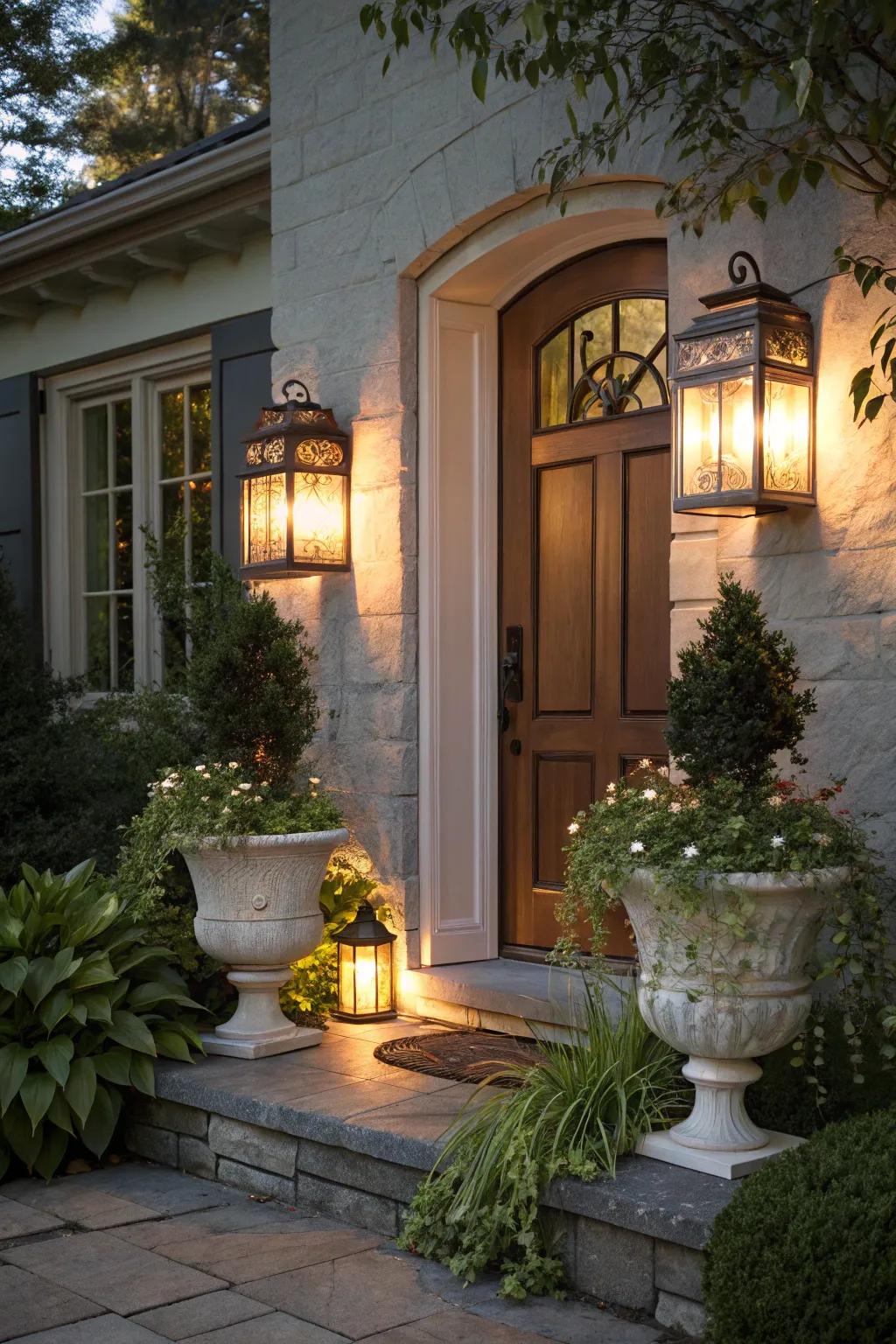 Illuminate your entrance with enchanting solar lights.