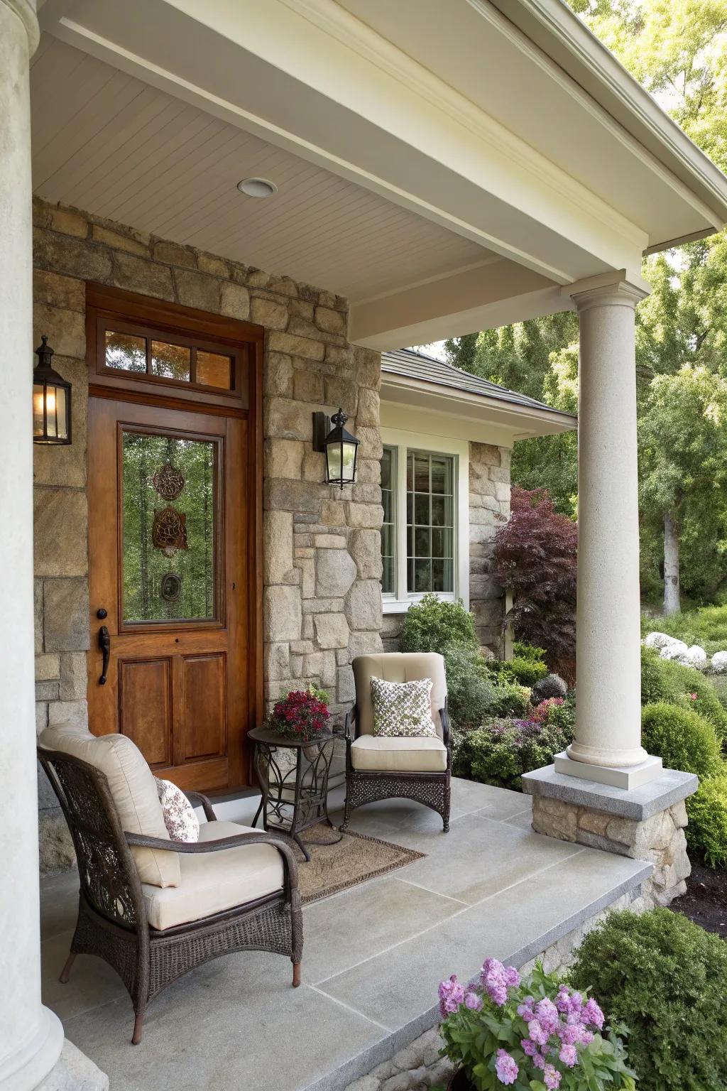 Stone accents impart a sense of refinement and enduring strength to your outdoor space.