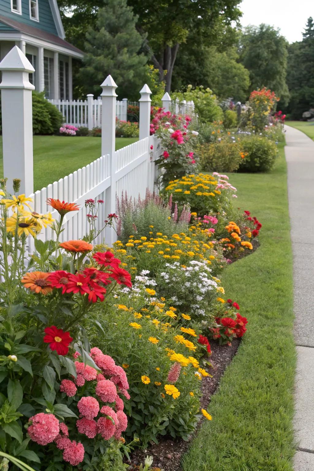 A radiant array of seasonal blossoms in a nook garden.