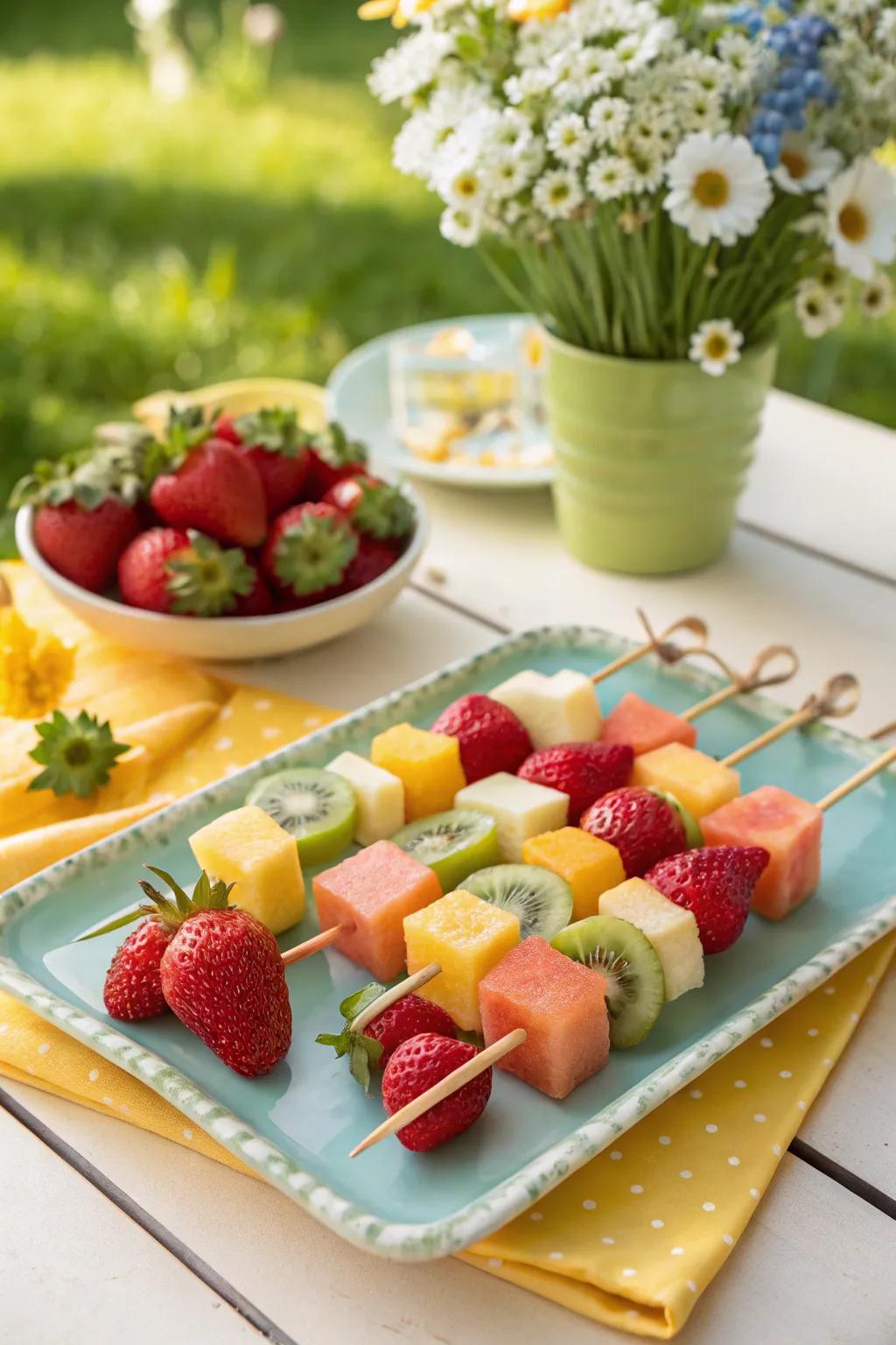 Fun and interactive fruit skewers for your guests.