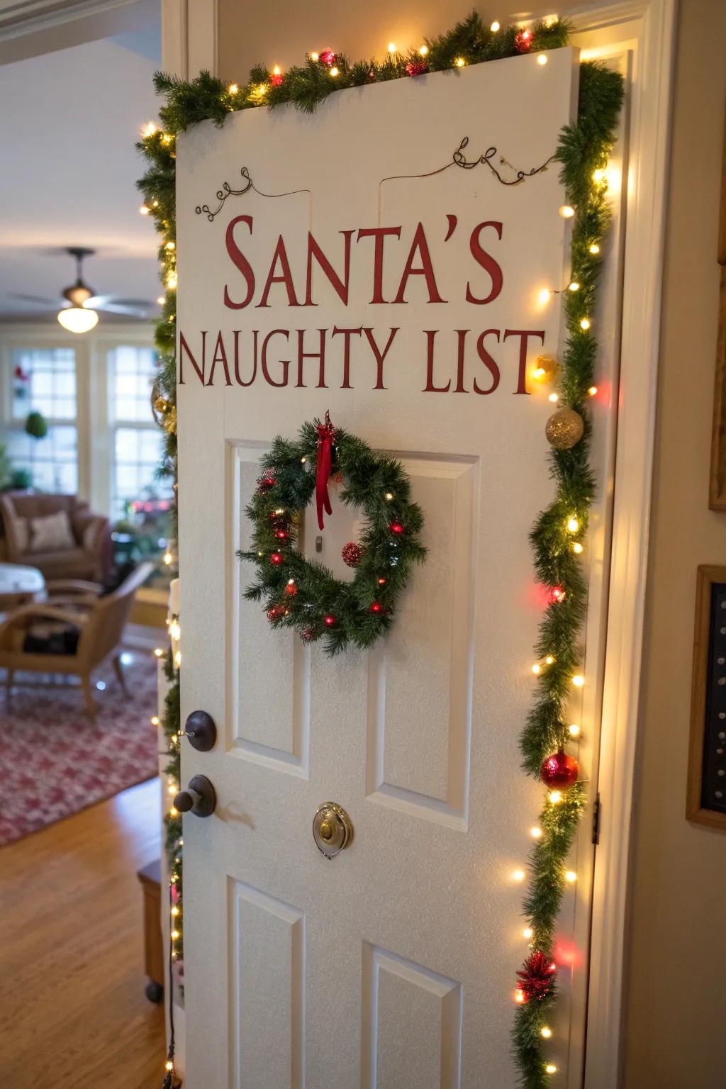 A playful Miscreant Manifest conveys laughter and holiday essence to your threshold.