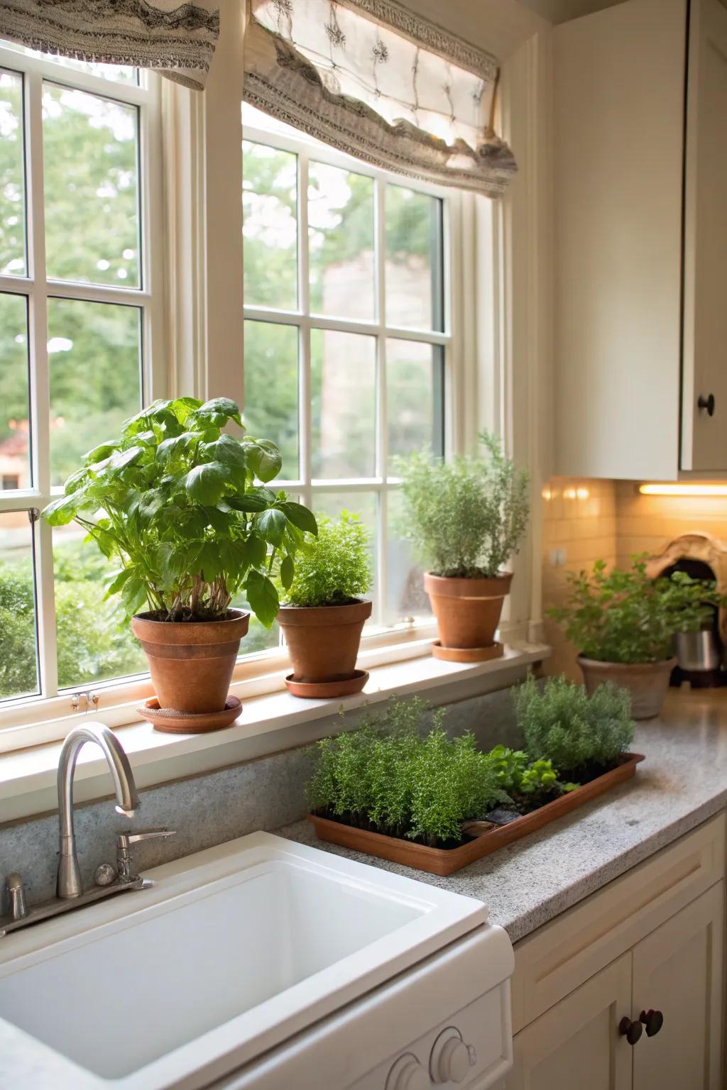 Greenery that revitalizes the kitchen.