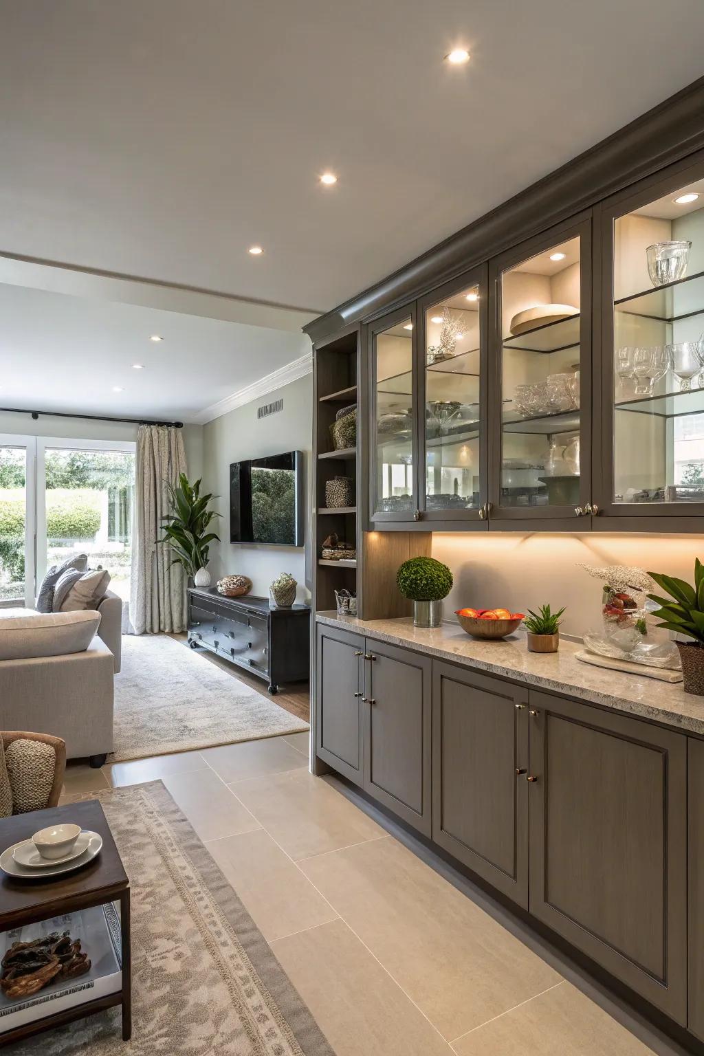 Smart storage solutions ensure an orderly space.